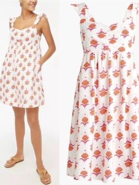 J. Crew Linen Blend Ruffle Strap Sun Dress Size 10